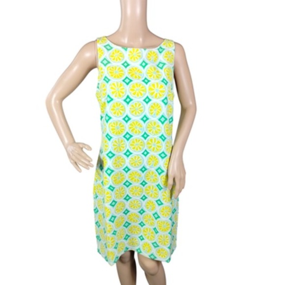 Sail to Sable Dress Womens Small Lemon Print Shift Sleeveless Zip‎ Back TXSP2042